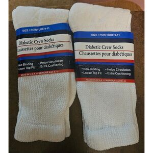 Non-Binding Diabetic Crew Socks Solid White - 3 Pair Pack - NEW